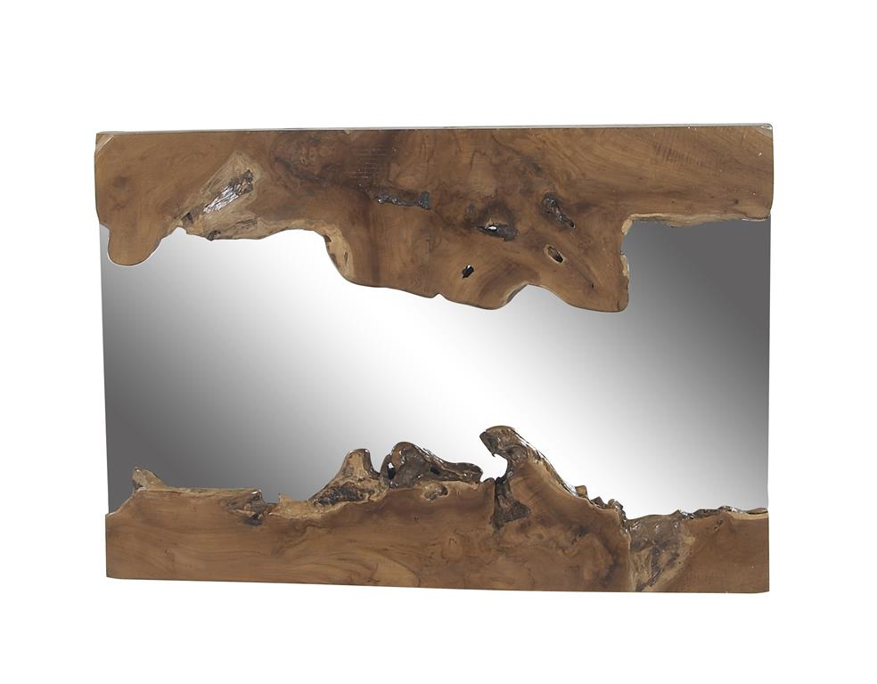 Brown Teak Wall Mirror 48" H
