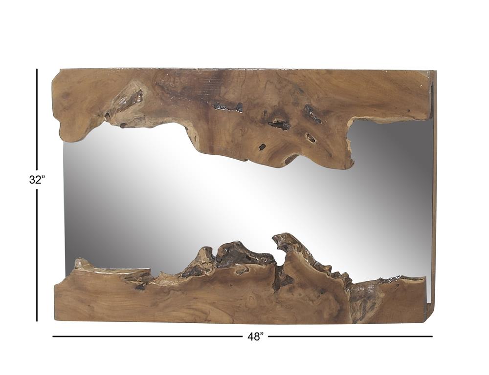 Brown Teak Wall Mirror 48" H