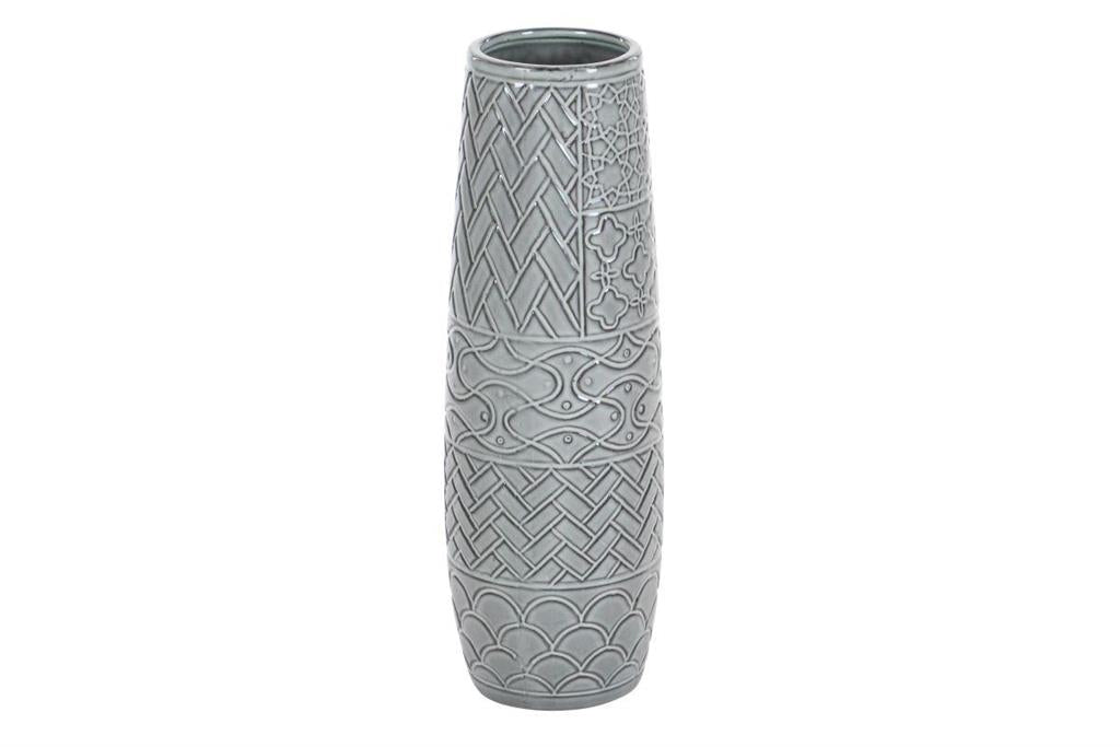 Grey Ceramic Vase 5"W, 16"H
