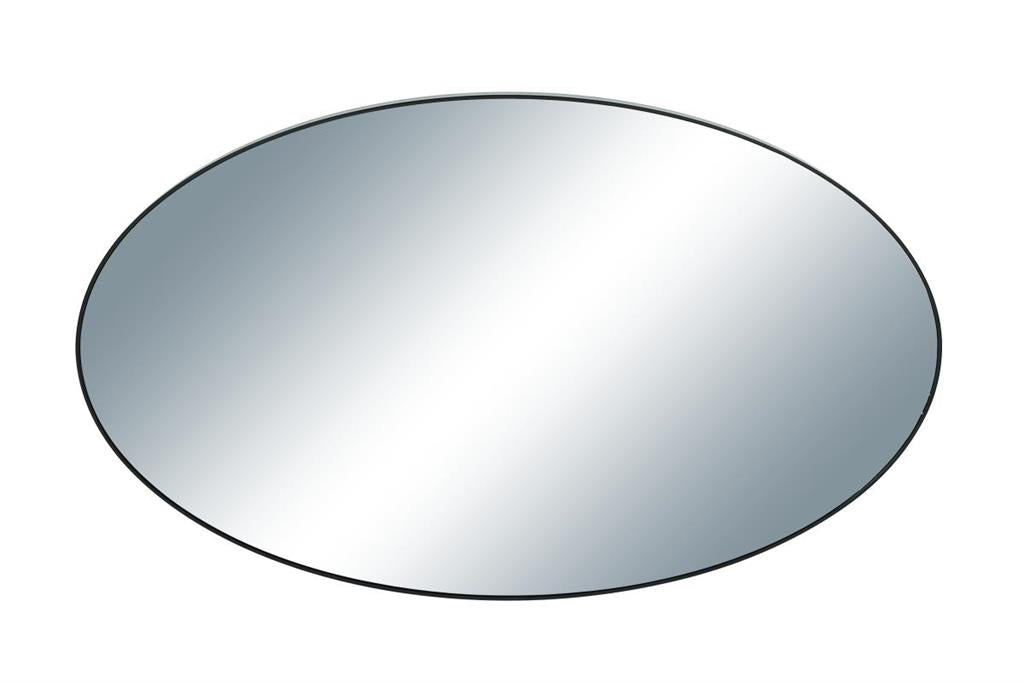 40"x 24" Black Wood Contemporary Oval Wall Mirror