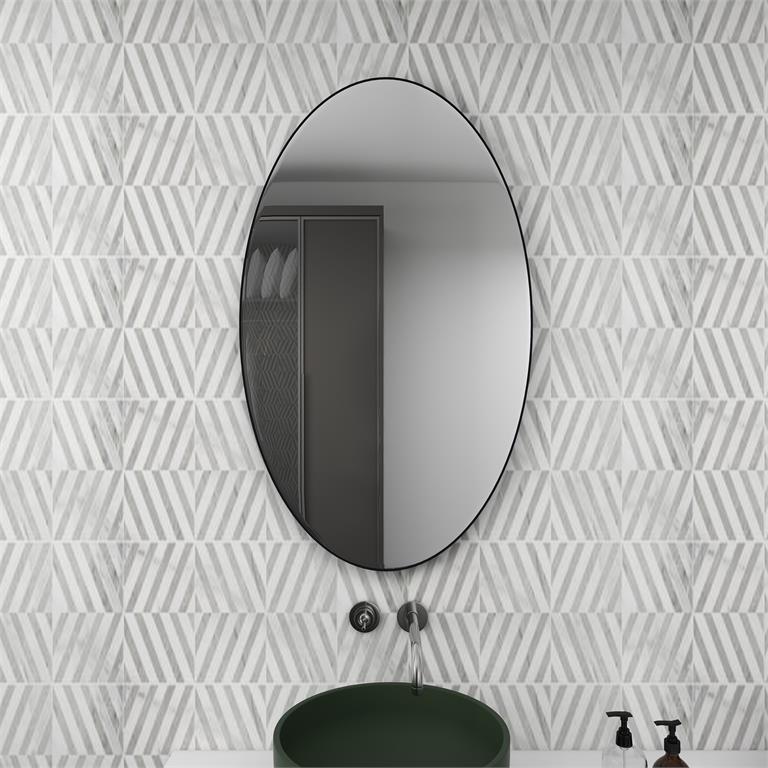 40"x 24" Black Wood Contemporary Oval Wall Mirror