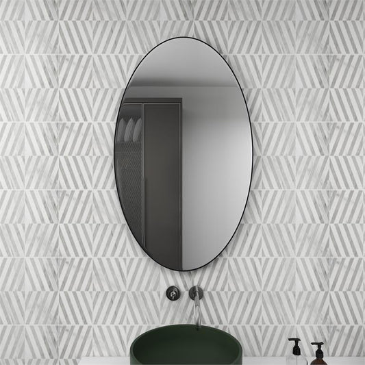 40"x 24" Black Wood Contemporary Oval Wall Mirror