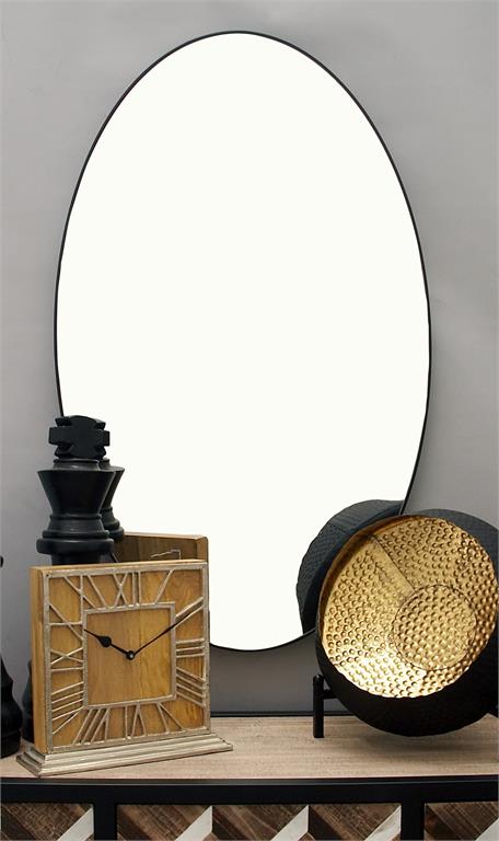 40"x 24" Black Wood Contemporary Oval Wall Mirror