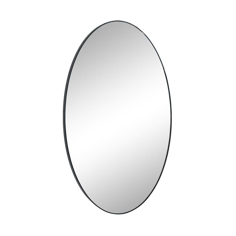 40"x 24" Black Wood Contemporary Oval Wall Mirror