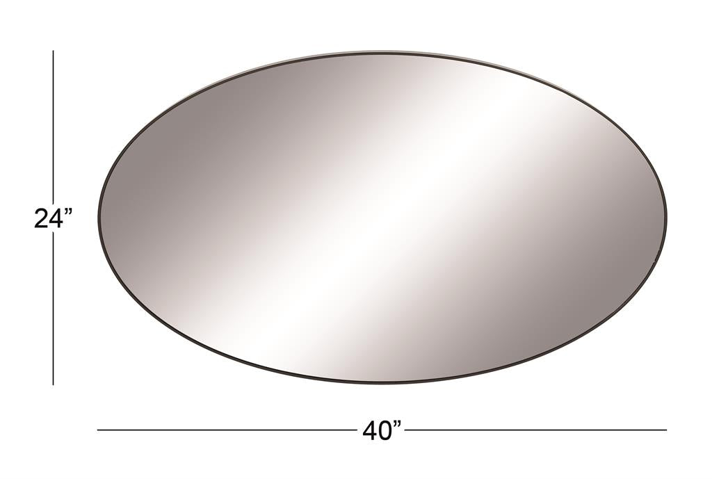 40"x 24" Black Wood Contemporary Oval Wall Mirror