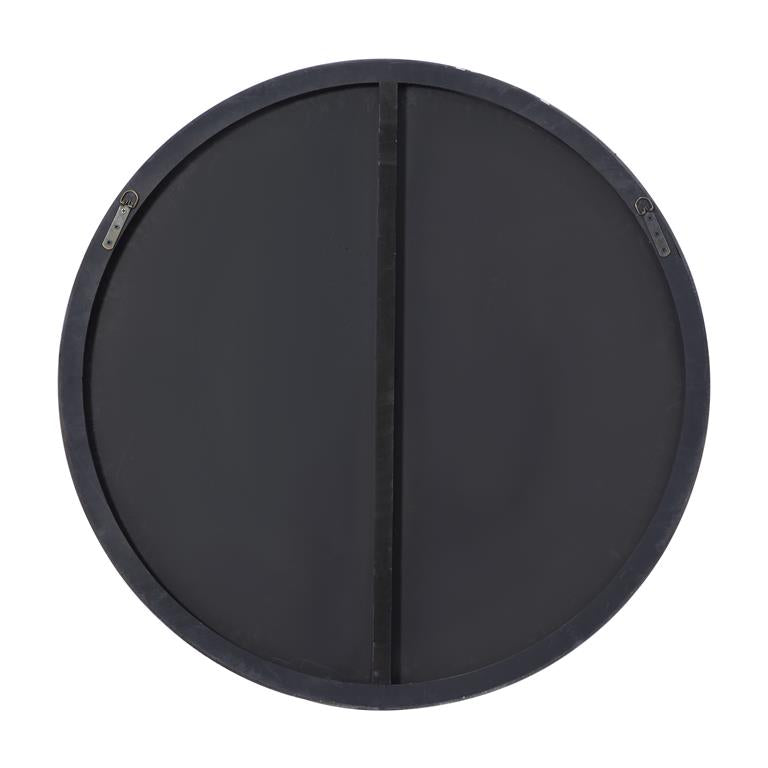 Oversized Black Contemporary Wood Wall Mirror, 36 in. x 36