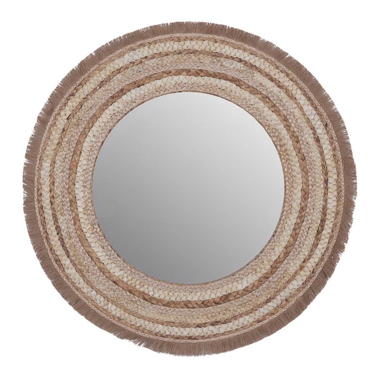 Beige MDF Bohemian Wall Mirror 38"D