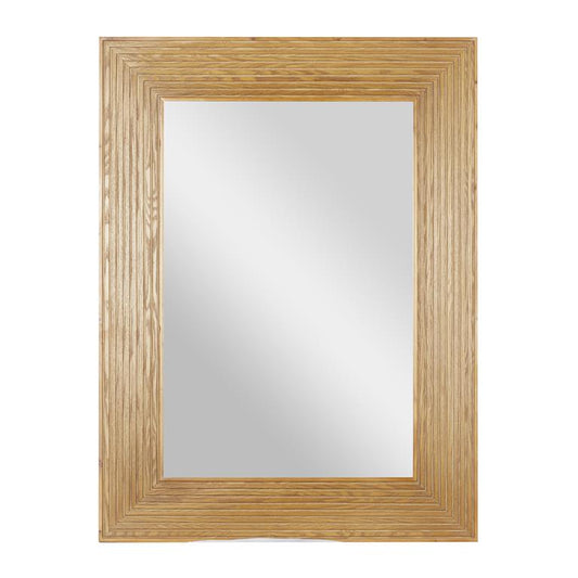 48" x 36" Brown Wood Traditional Rectangle Wall Mirror