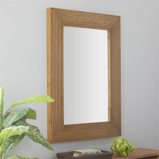 48" x 36" Brown Wood Traditional Rectangle Wall Mirror