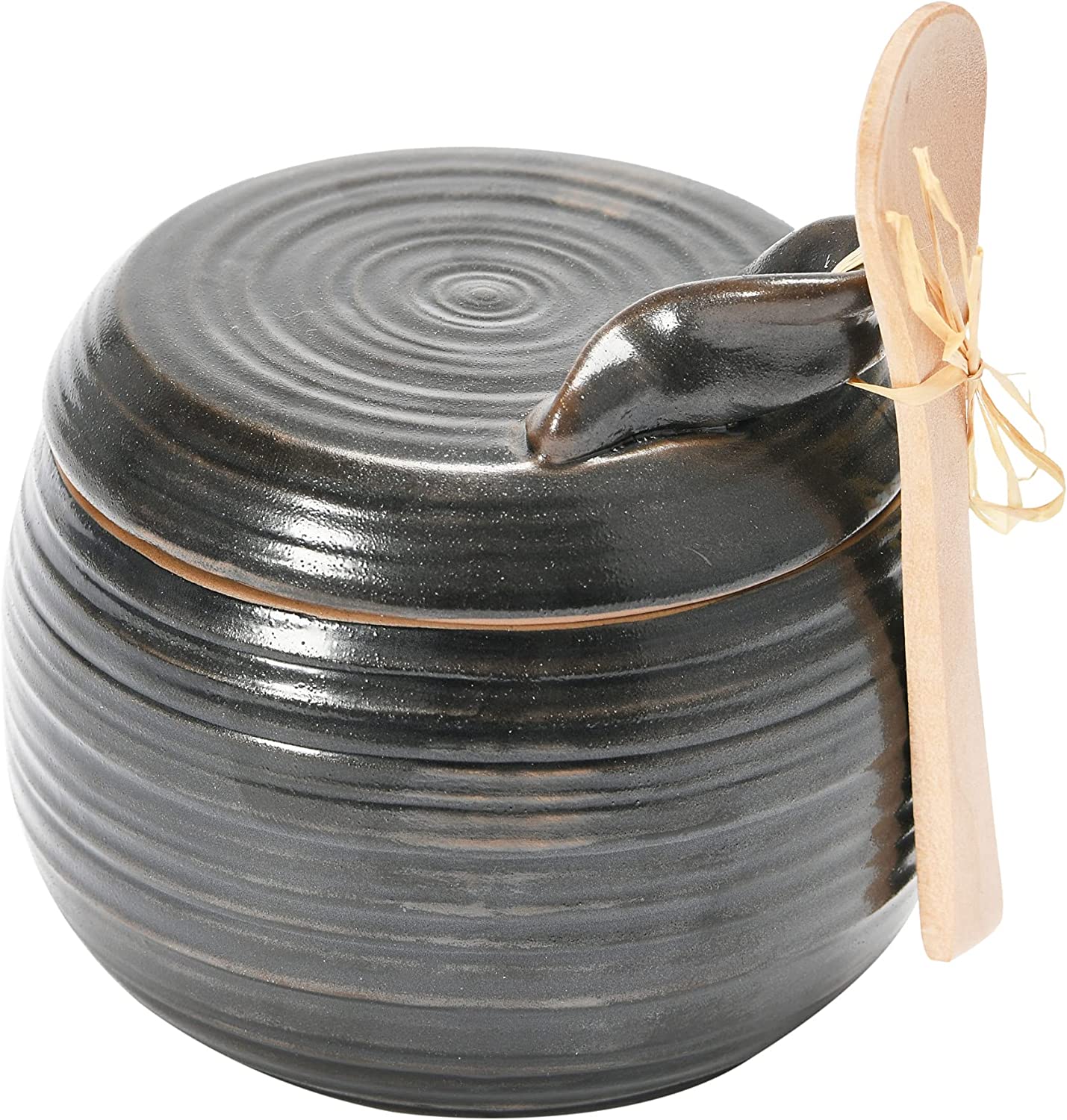 Stoneware Sugar with Spoon Jar