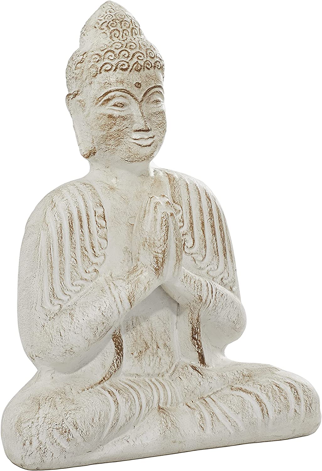 Cream Eclectic Paper Buddha Sculpture, 13" x 7" x 16"