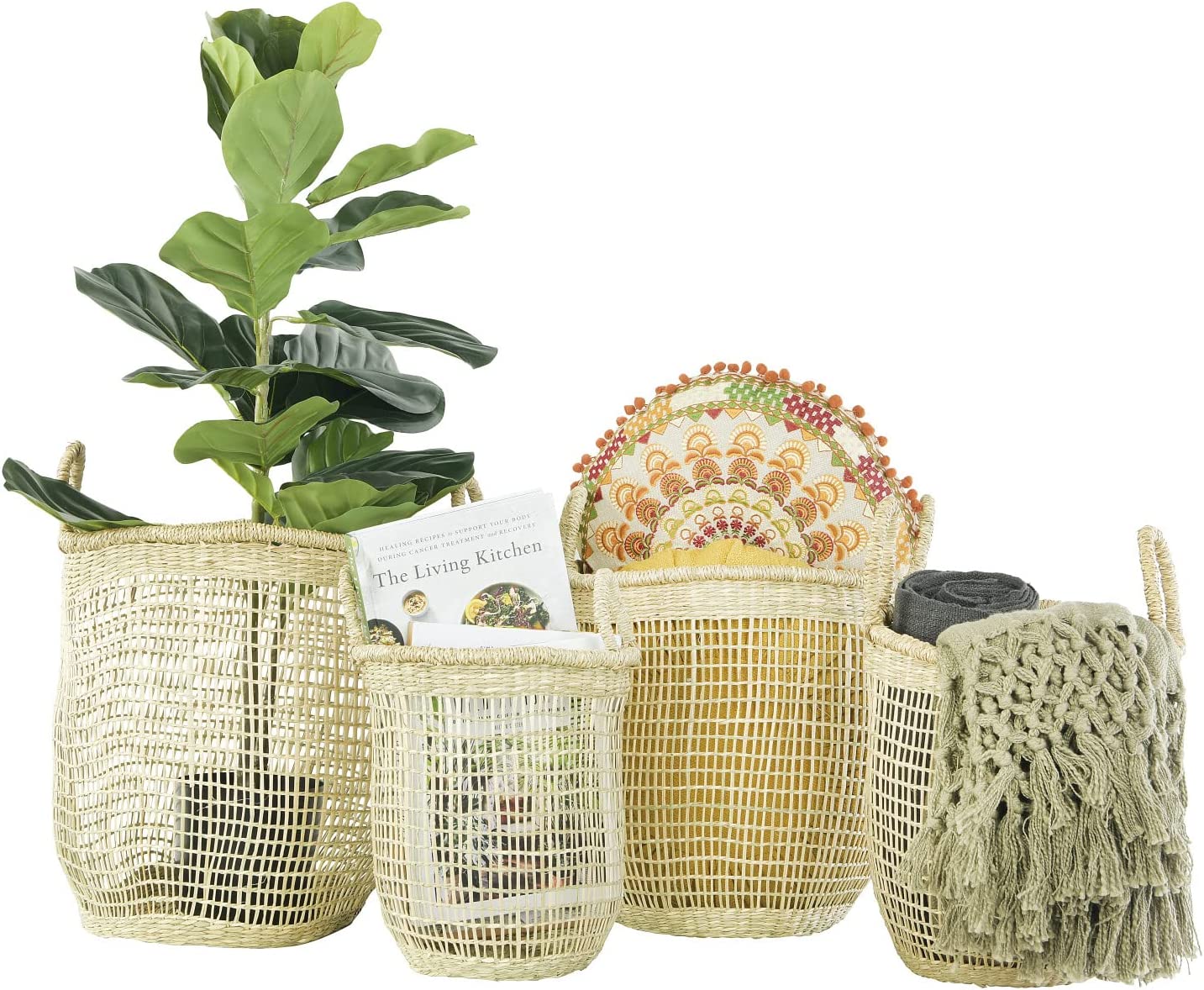 Hand Woven Natural Sea Grass Baskets Set of 4