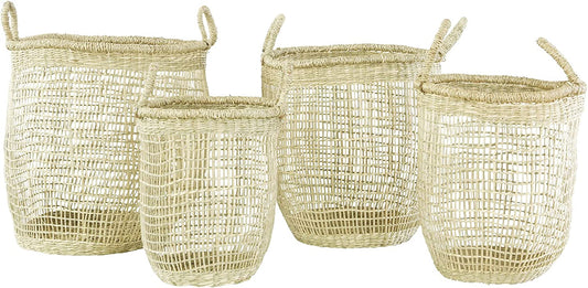 Hand Woven Natural Sea Grass Baskets Set of 4