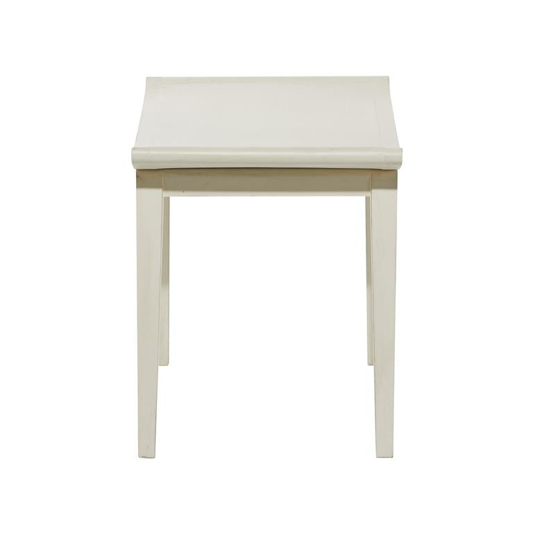 White Wood Traditional Stool 19"W, 17"H
