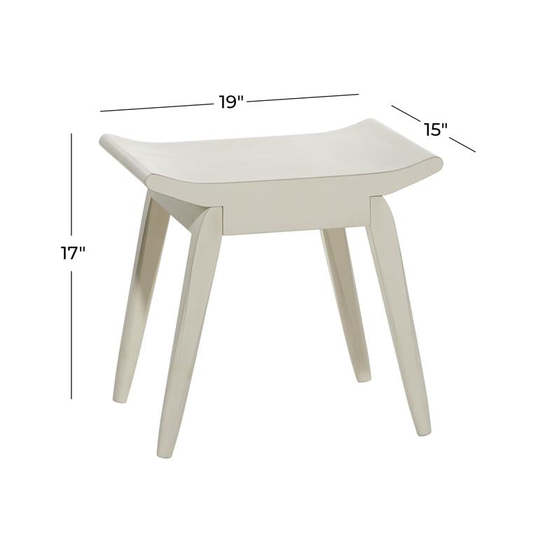 White Wood Traditional Stool 19"W, 17"H