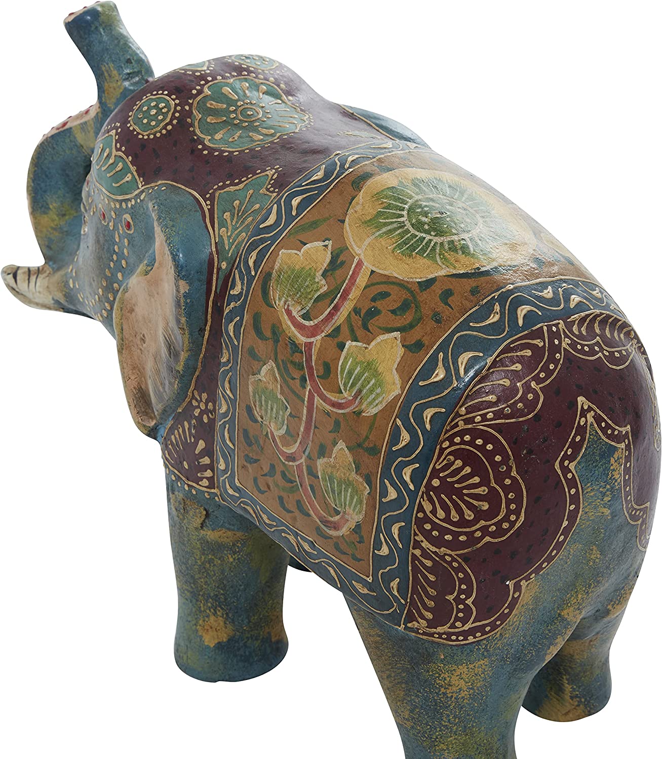 Green Ceramic Electric Elephant Sculpture, Set of 2  10", 6"H