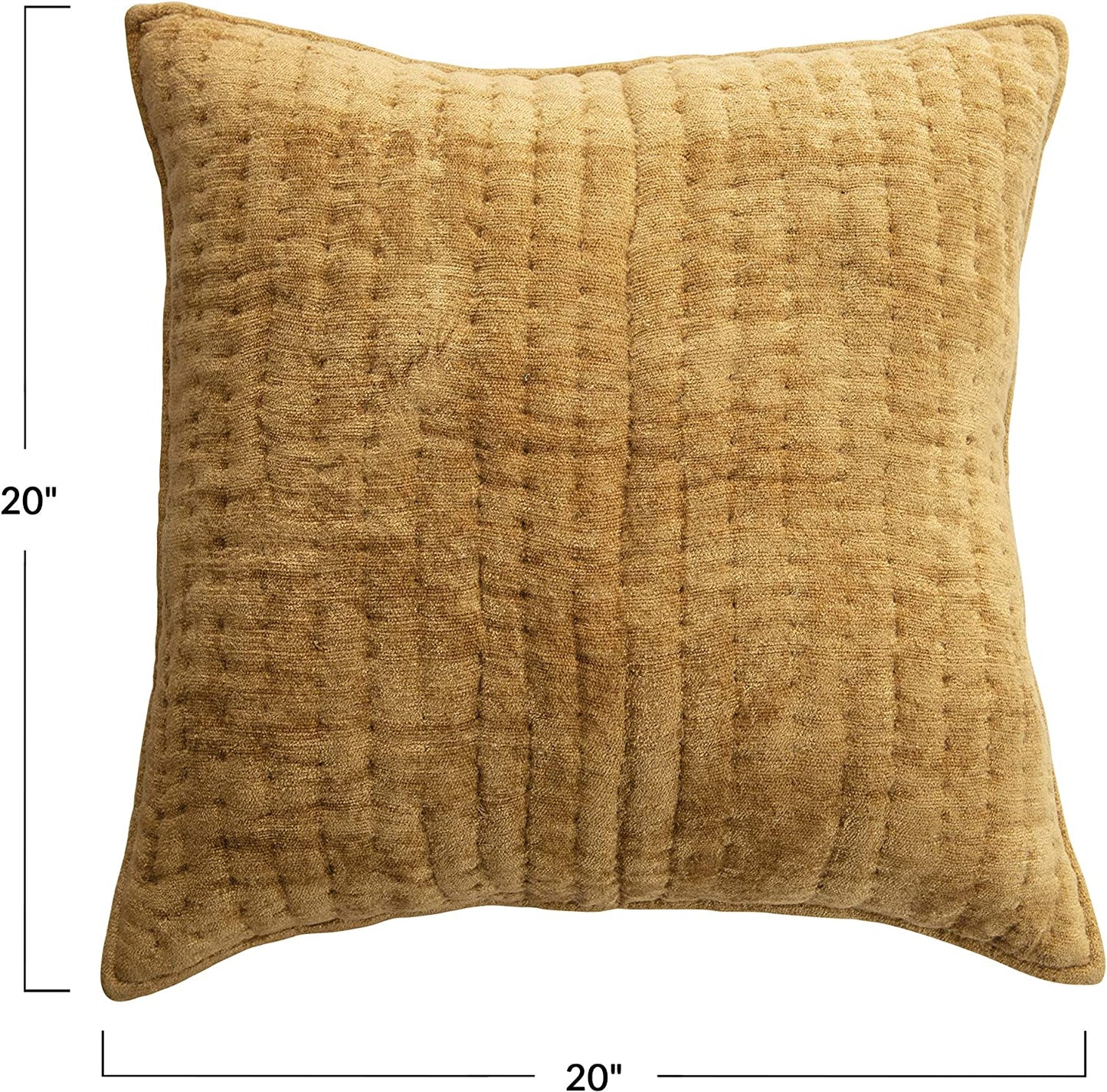 20" Square Mustard Quilted Chenille Pillow