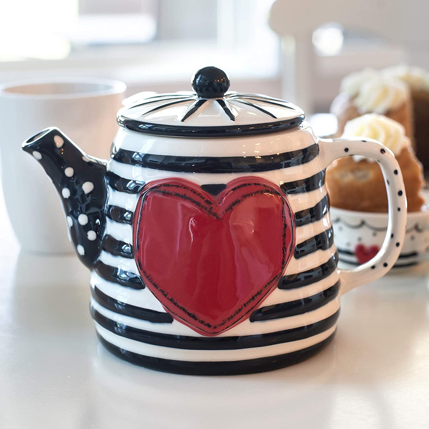 30 oz Striped Teapot