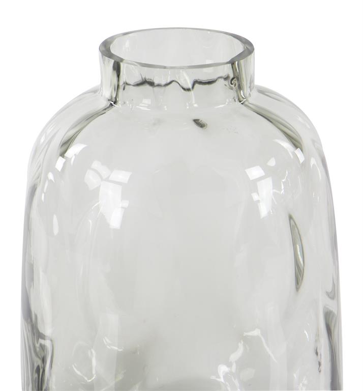 Gray Glass Coastal Vase 8"W, 11"H