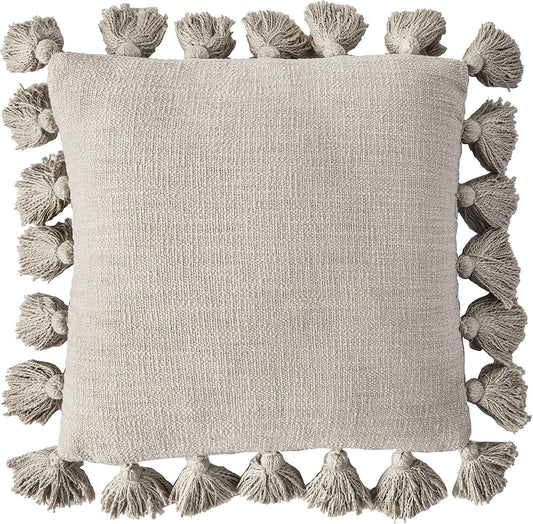 18" Square Cotton Pillow With Tassels