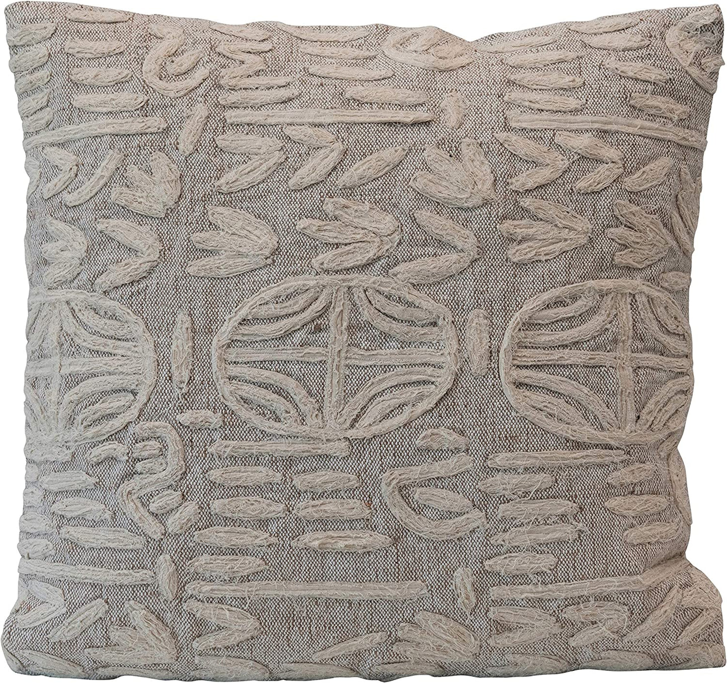 20" Jute Appliqued Beige & Cream Color Pillow