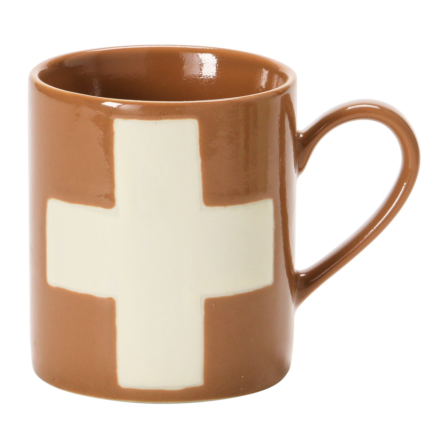 Handmade Stoneware Mug with Swiss Cross