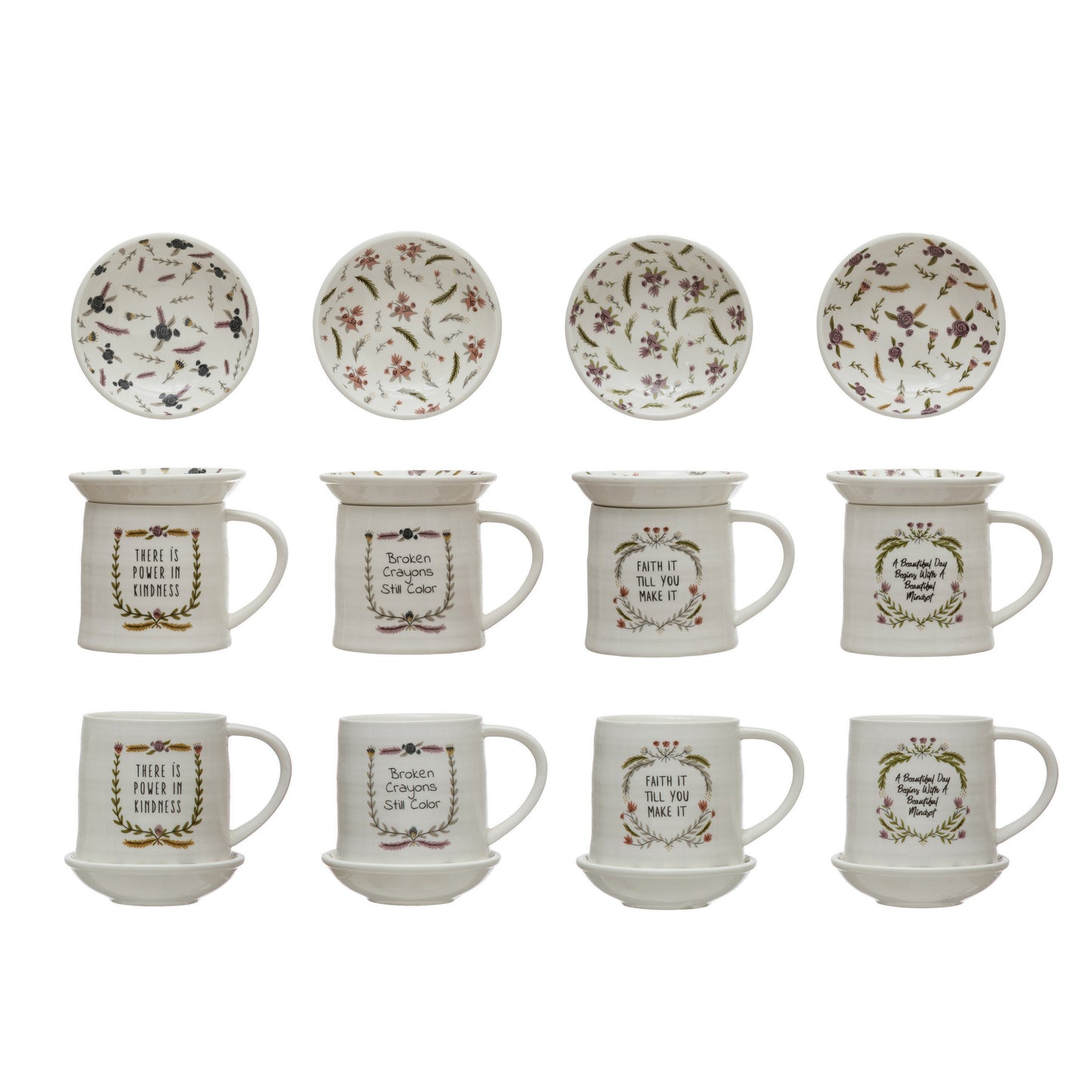 5" Stoneware Mug With Saucer Set of 2