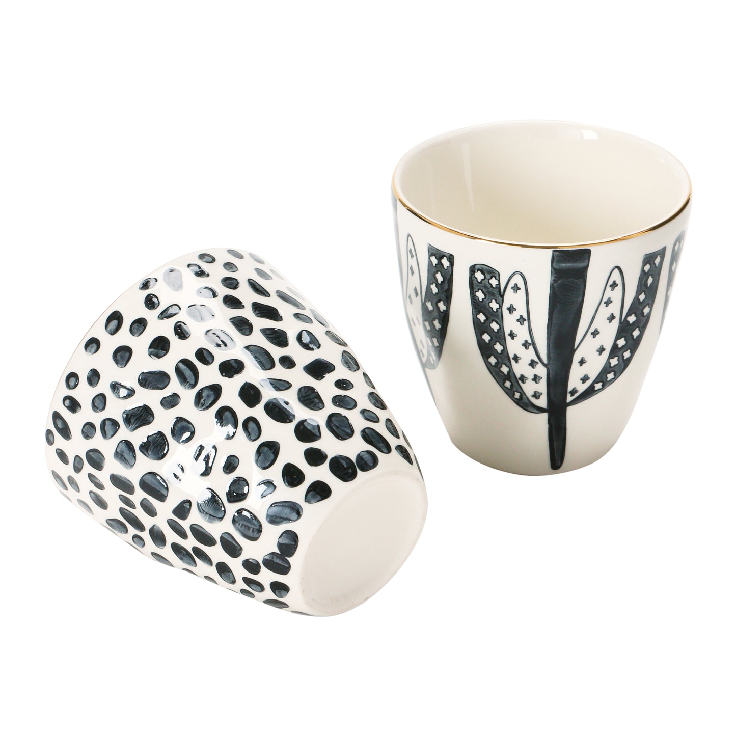Stoneware Cup With Pattern 3-5/8" L