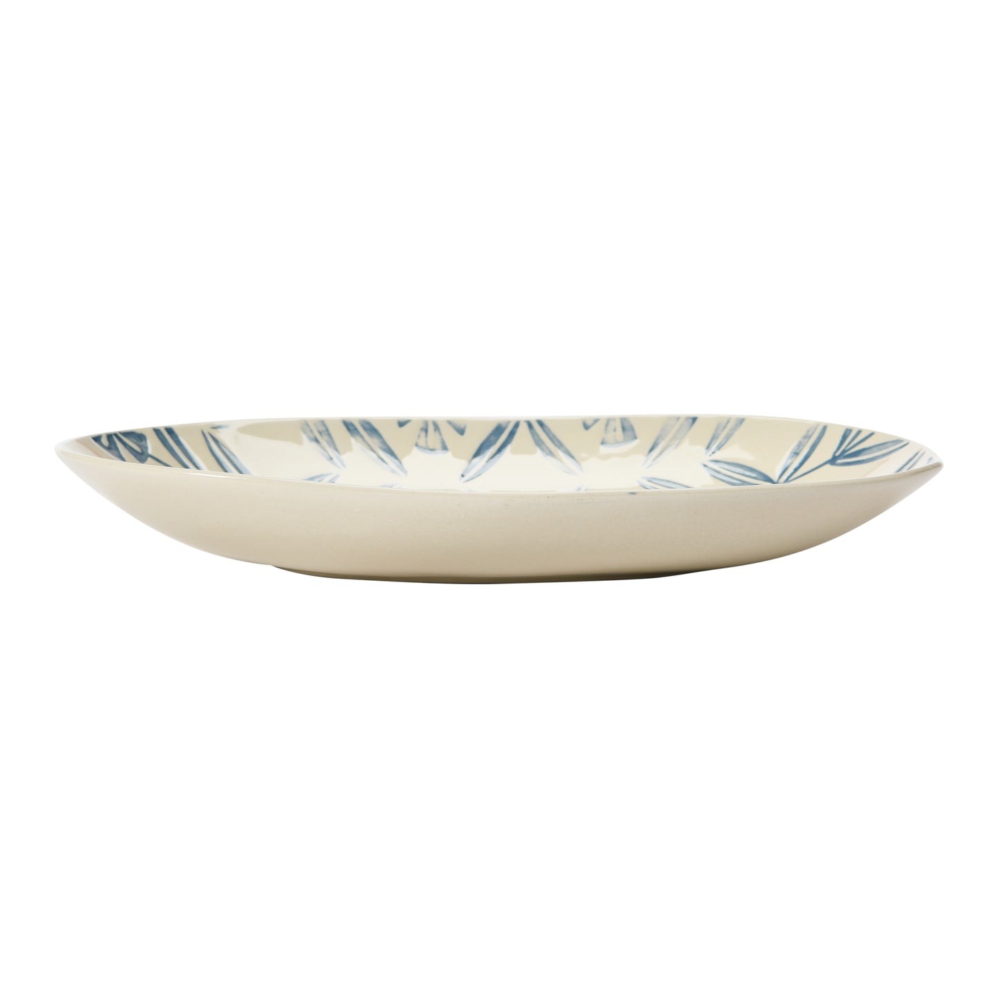 Oval Hand-Painted Debossed Stoneware Platter