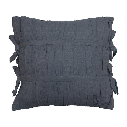 Cotton Gathered Woven Chambray Pillow with Ties