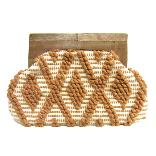 Wooden Frame Clutch Light Brown