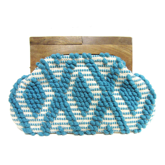 Wooden Frame Clutch Turquoise