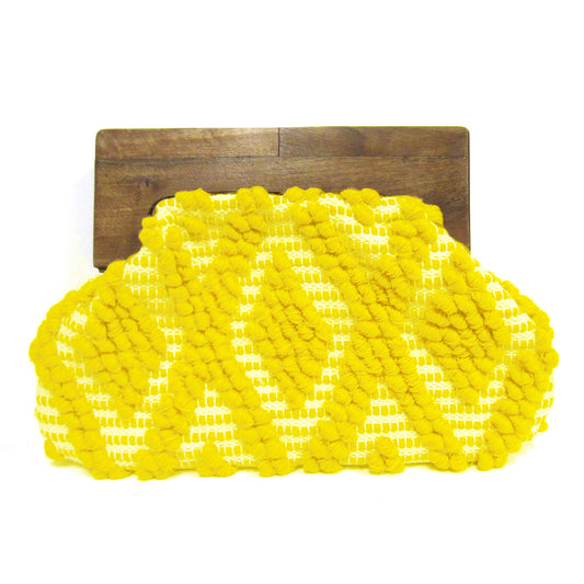 Wooden Frame Clutch Yellow