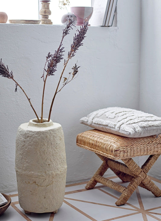 Lumbar Tan & Cream Tufted Woven Pillow