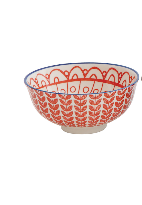 Hand Stamped Stoneware Bowl