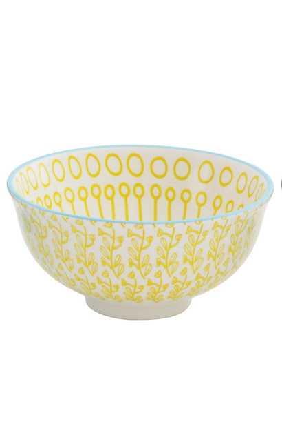 Hand Stamped Stoneware Bowl
