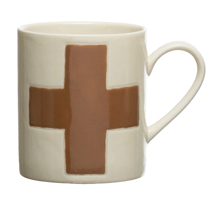 Handmade Stoneware Mug with Swiss Cross
