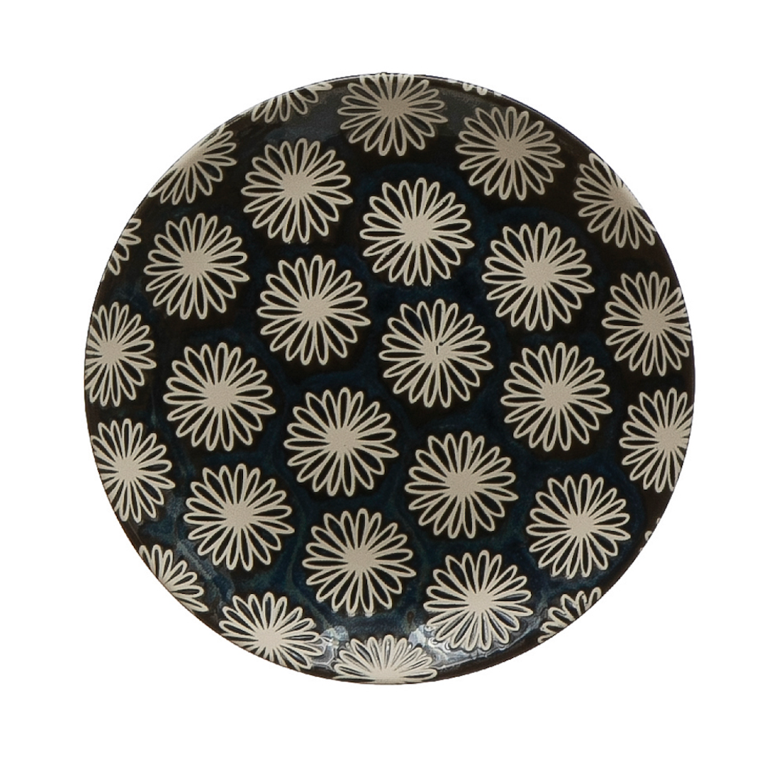 5" Round Stoneware Plate with Pattern