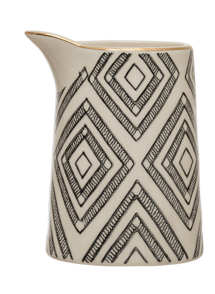 8oz Stoneware Creamer with Pattern