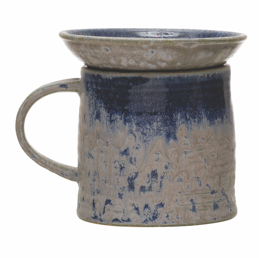 12 oz Stoneware Mug with Snack Plate Topper