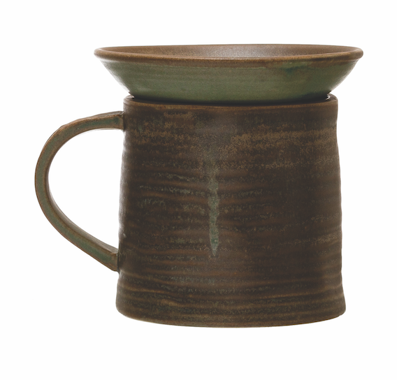 12 oz Stoneware Mug with Snack Plate Topper