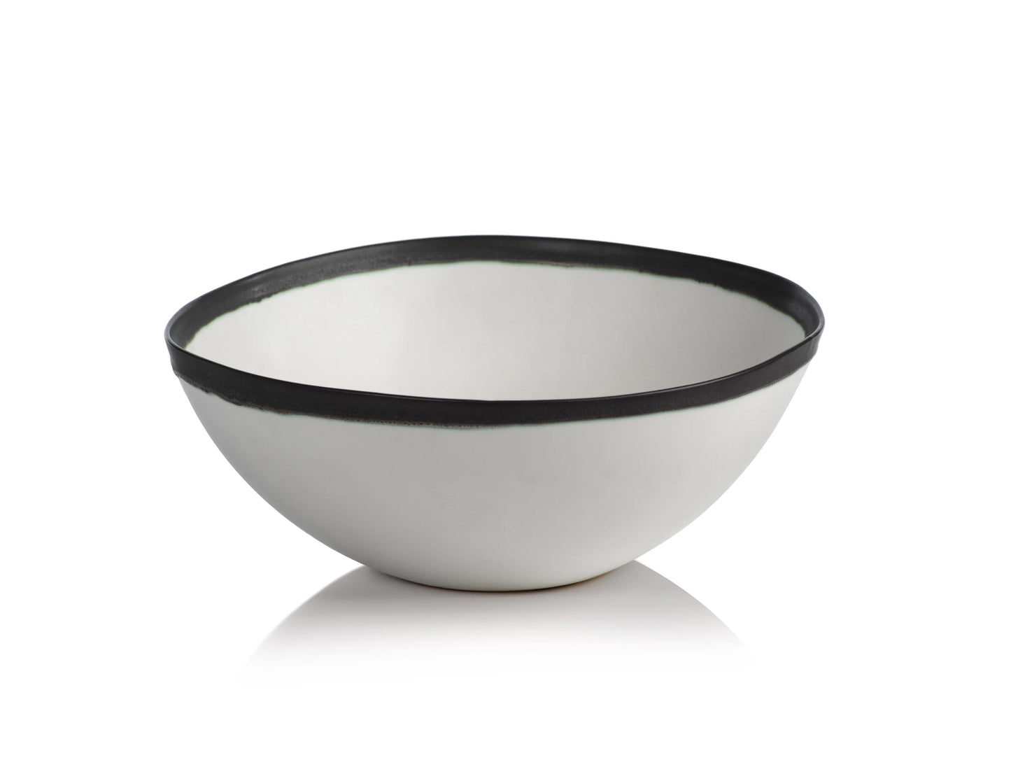 Trento White Ceramic Bowl with Black Volcanic Rim