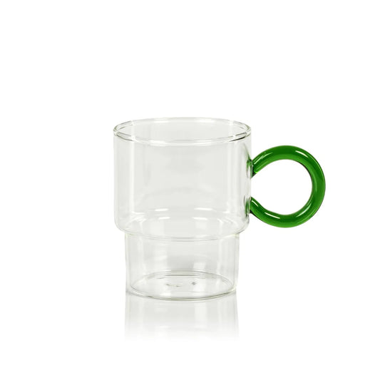 Batistta Tea & Coffee Glass with Green Handle