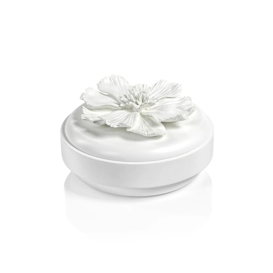 6" Blanchefleur All White Wooden & Porcelain Box