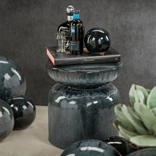 Cortez Blue-Grey Glazed Stoneware Stool