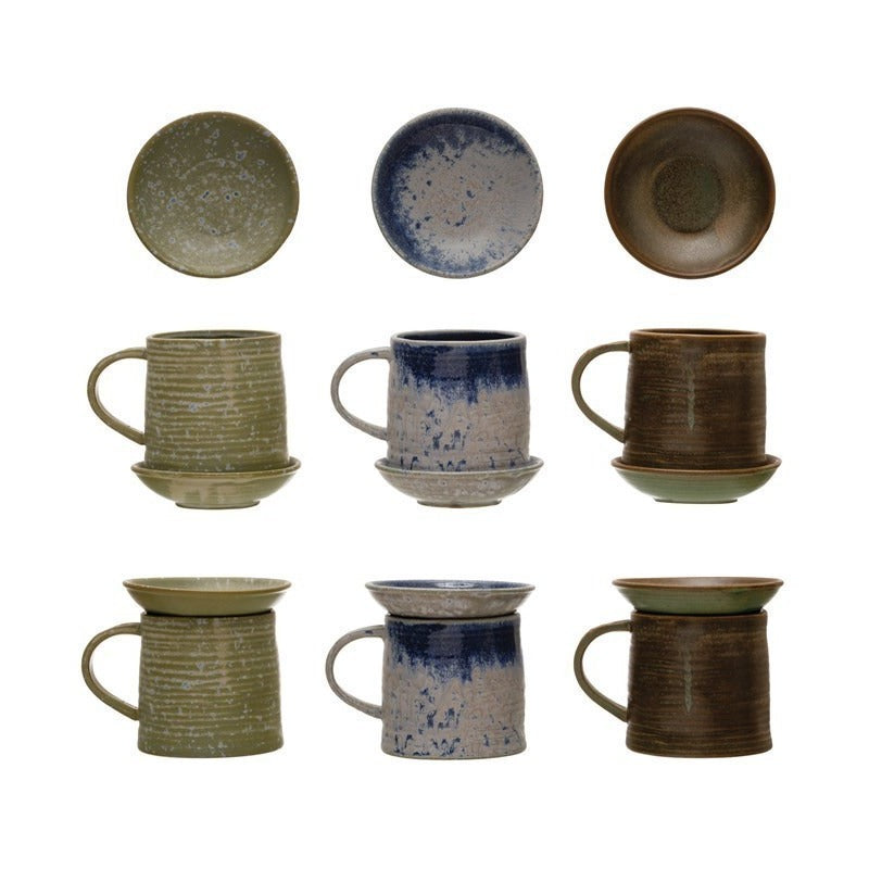 12 oz Stoneware Mug with Snack Plate Topper