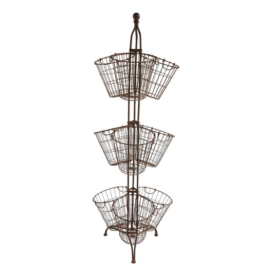 Tall Metal Stand with 9 Wire Basket