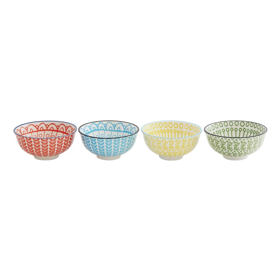 Hand Stamped Stoneware Bowl