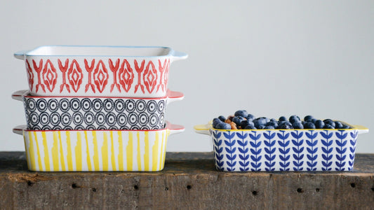 Hand Stamped Stoneware Baker