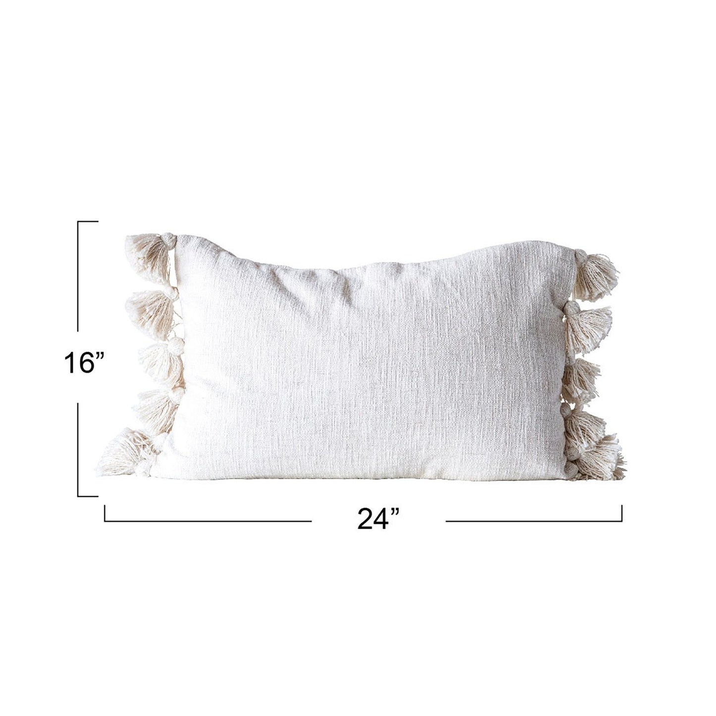 24" x 16" Woven Cotton Slub Lumbar Pillow with Tassels